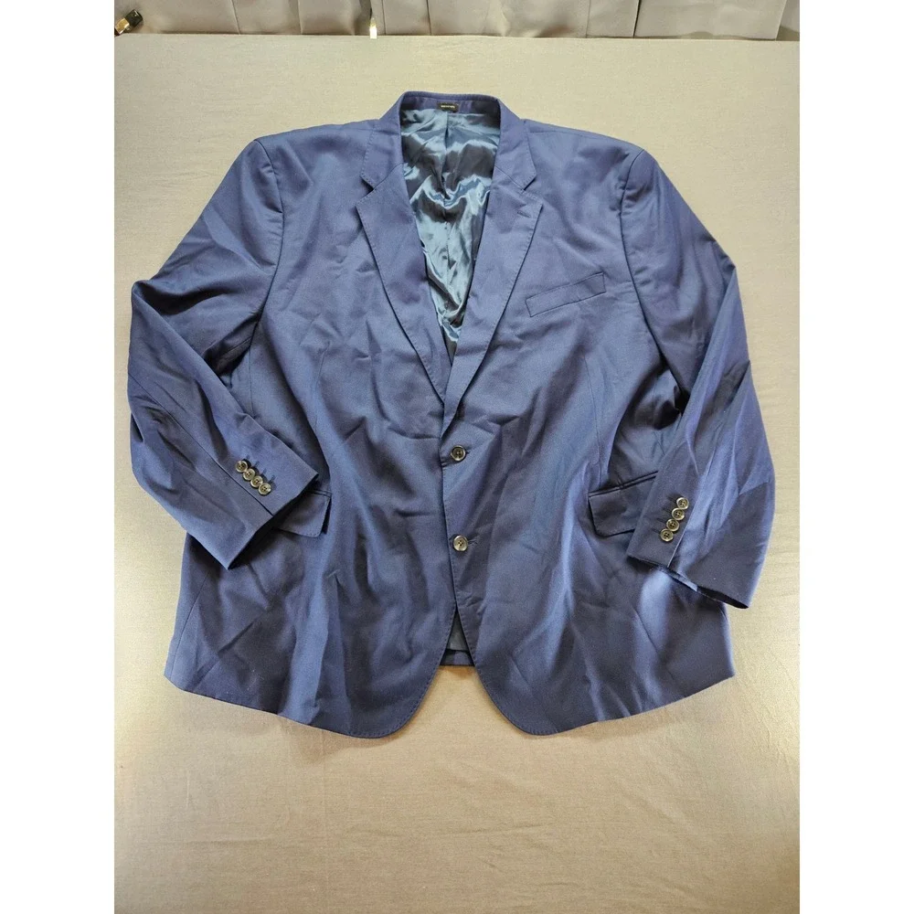 J. Ferrar Big & Tall Mens Navy Blue Two Button Suit Jacket Blazer Size 54